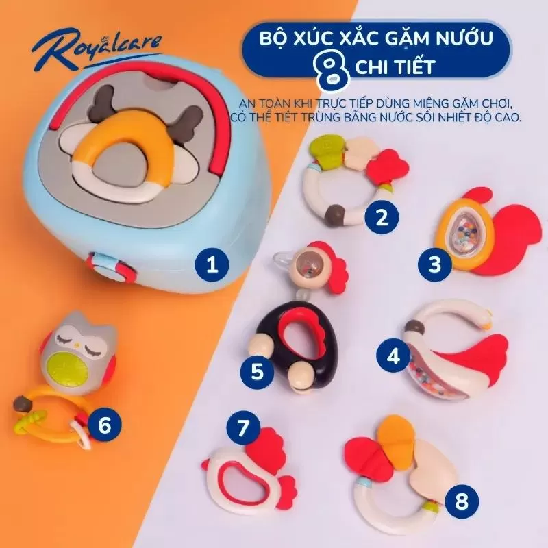 Đồ chơi cho bé 3 đến 6 tháng tuổi ngậm nướu răng nhiều màu sắc