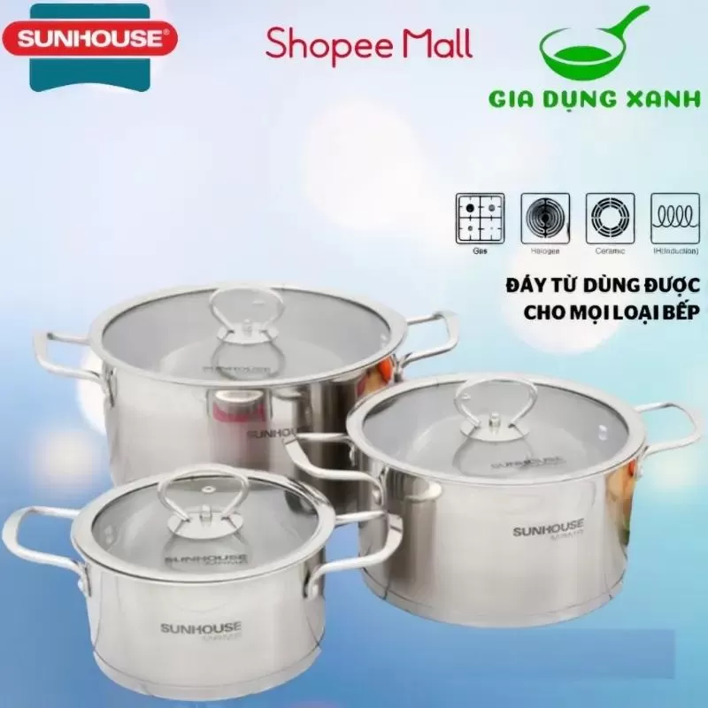 Bộ nồi Inox cao cấp Sunhouse Mama SH784