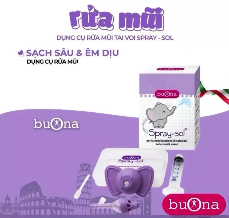 Dụng cụ xịt rửa mũi chuyên dụng cho trẻ em Buona Spray - Sol