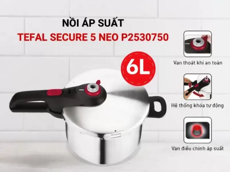 Nồi áp suất cơ đế từ inox Tefal Secure 5 Neo