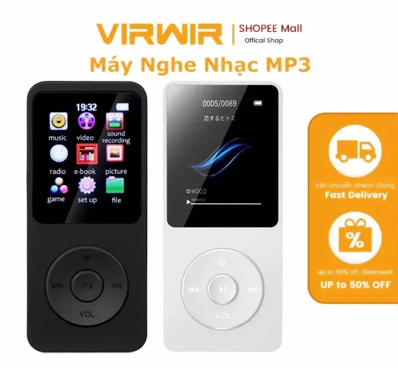 Máy nghe nhạc MP3 VIRWIR Mini Kết Nối Bluetooth E-book FM Radio