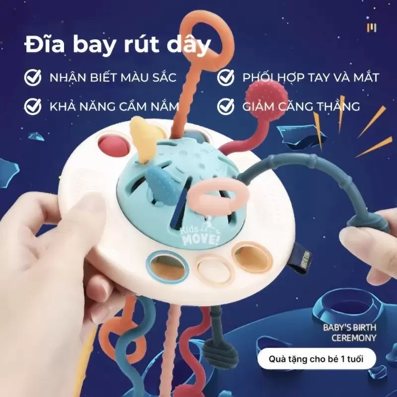 Đồ chơi cho bé: Đĩa bay rút dây vui nhộn