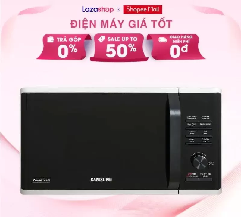 Lò vi sóng Samsung MG23K3515AS tráng men dòng nướng 23 Lít