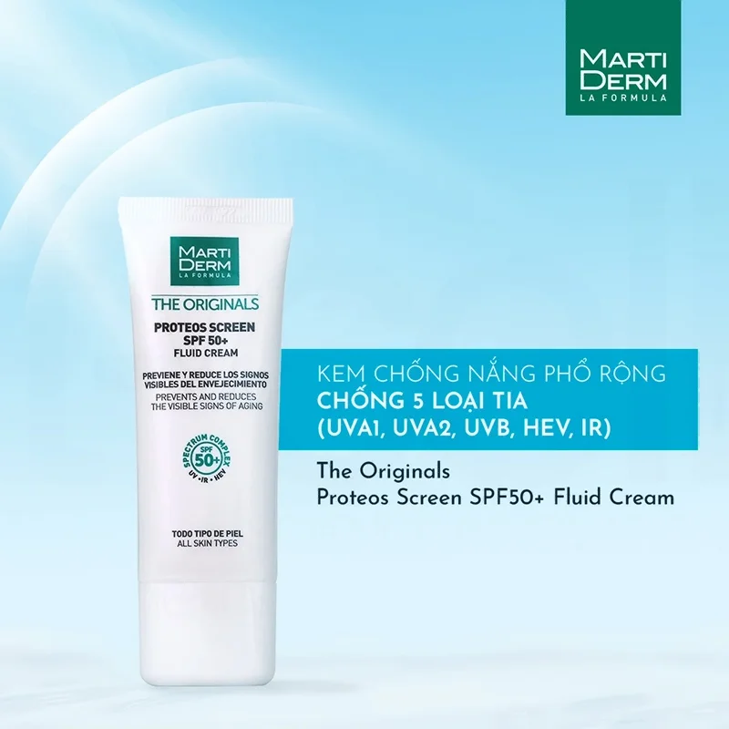 Kem chống nắng quang phổ rộng Martiderm Protoes Screen SPF 50+ Fluid Cream